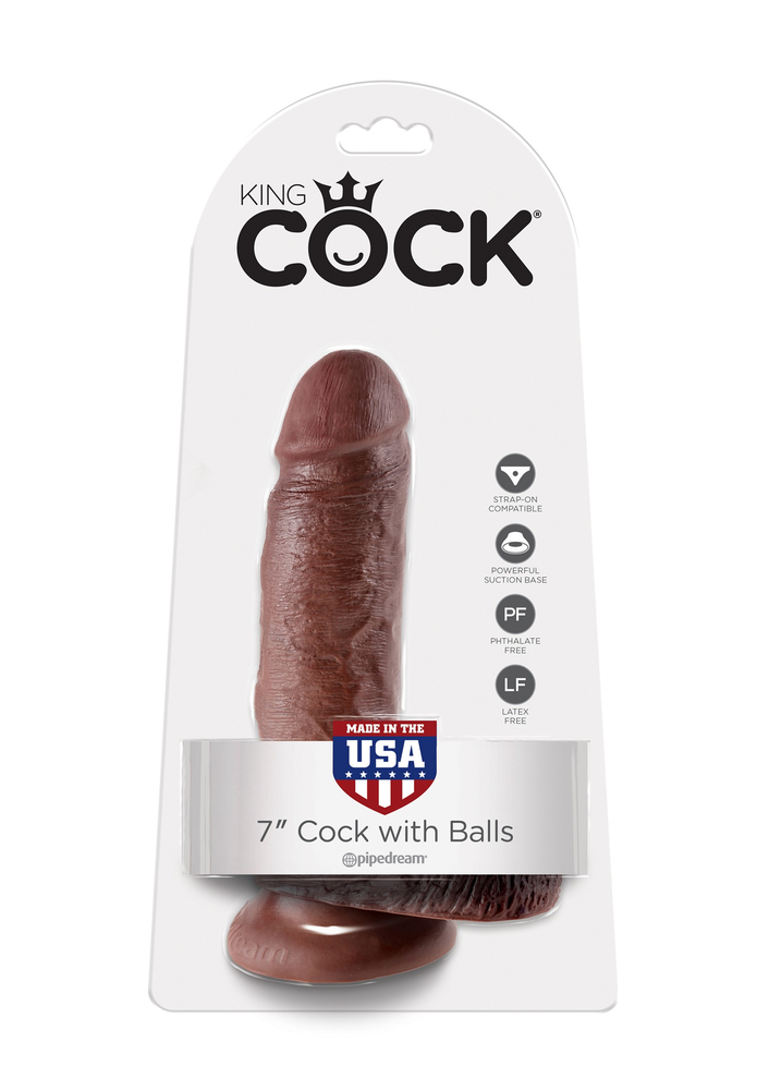 Pipedream King Cock 7' With Balls BROWN - 4