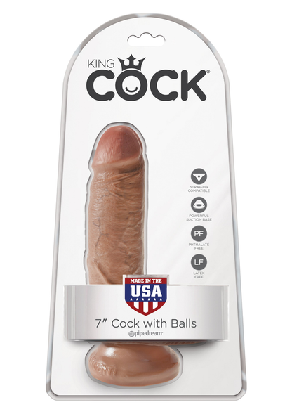 Pipedream King Cock 7' With Balls CARAMEL - 4