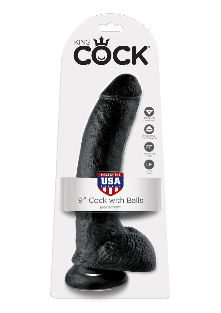 Pipedream King Cock 9' With Balls BLACK - 3