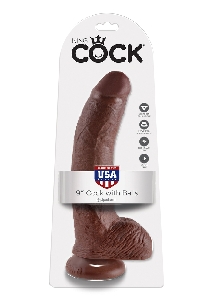 Pipedream King Cock 9' With Balls BROWN - 4