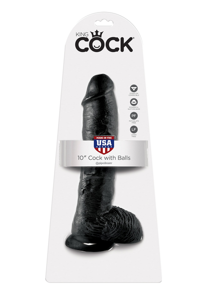 Pipedream King Cock 10' With Balls BLACK - 1