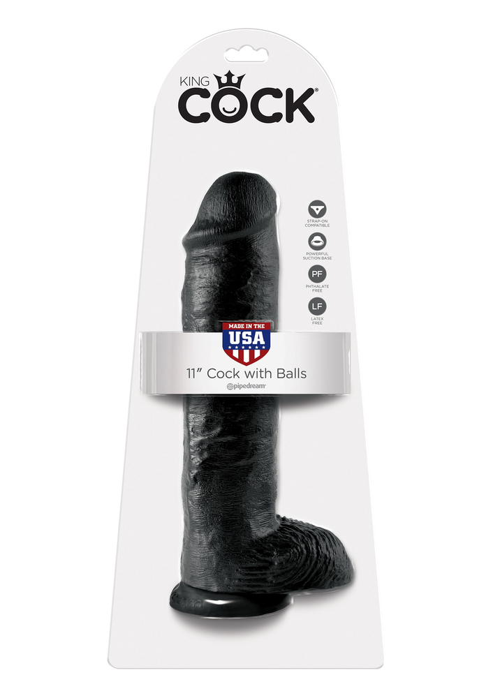 Pipedream King Cock 11' With Balls BLACK - 0