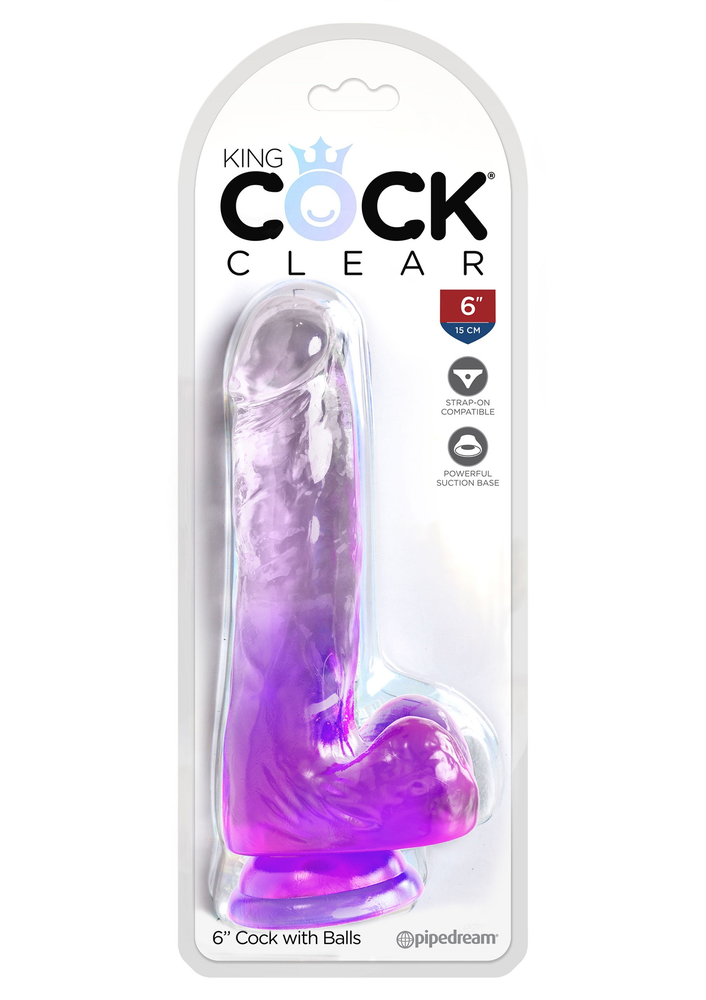 Pipedream King Cock Clear 6' Balls PURPLE - 0