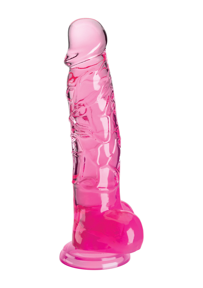 Pipedream King Cock Clear 8' Balls PINK - 1