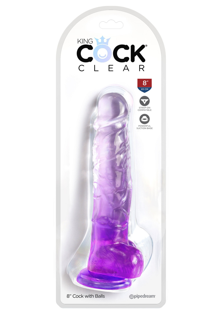 Pipedream King Cock Clear 8' Balls PURPLE - 0