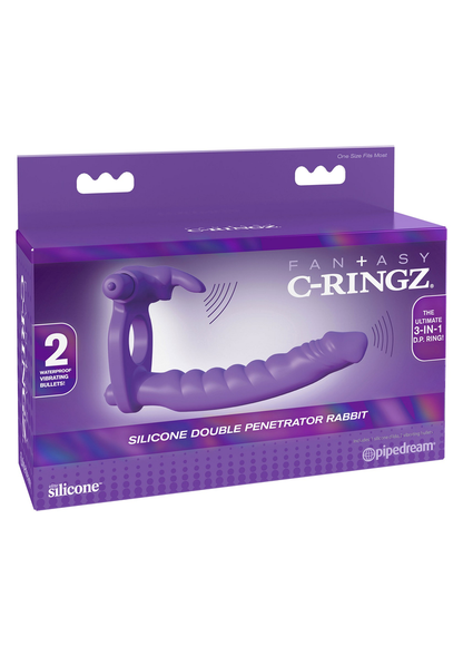 Pipedream Fantasy C-Ringz Silicone Double Pene Rabbit PURPLE - 4