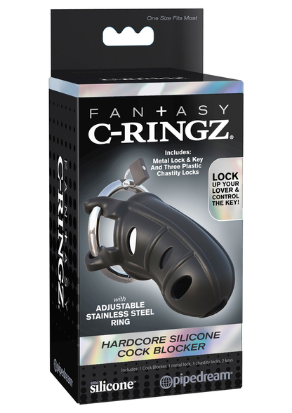 Pipedream Fantasy C-Ringz Hardcore Silicone Cock Block BLACK - 1