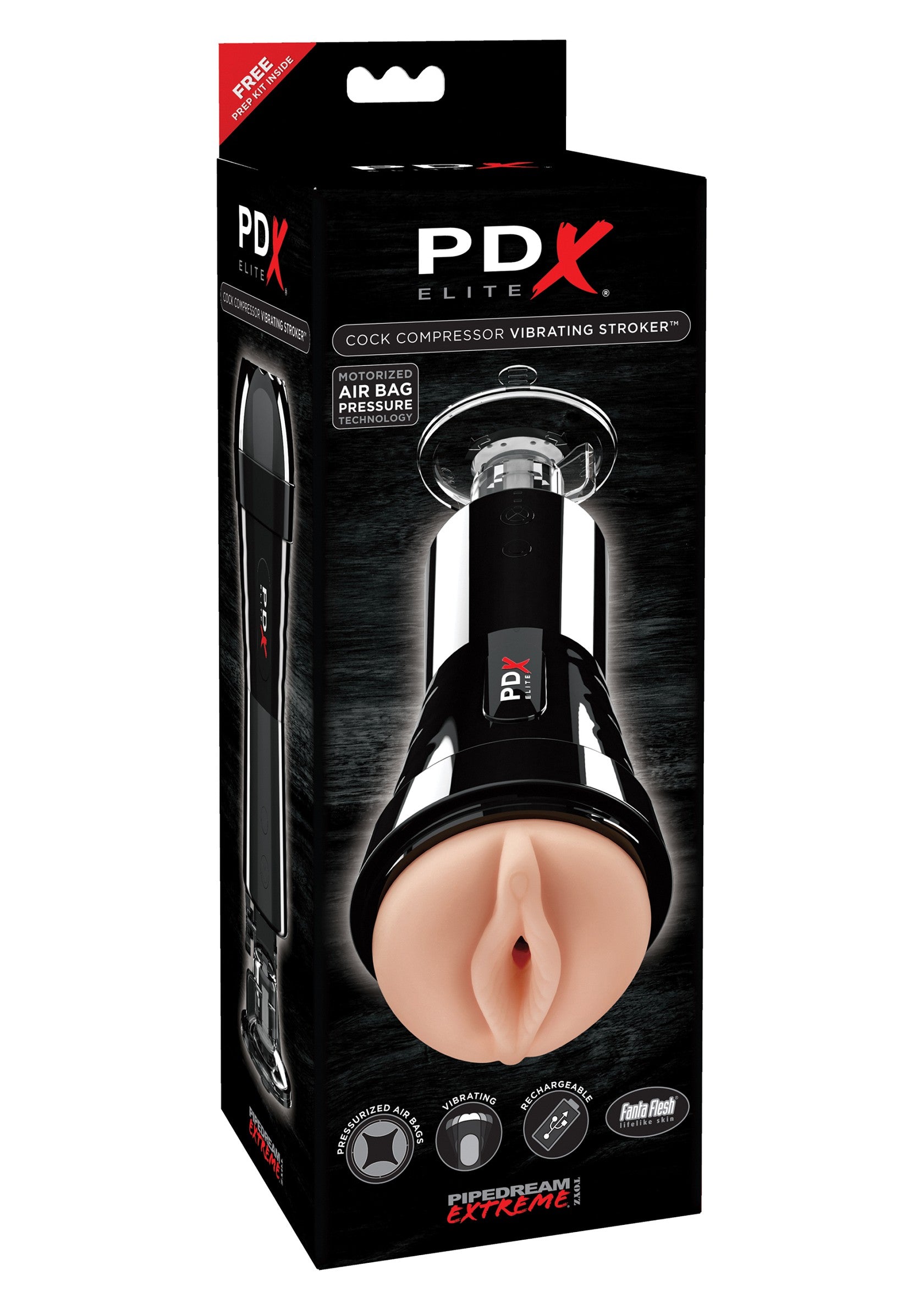 Pipedream PDX Elite Cock Compressor Vibrating Stroker BLACK - 0