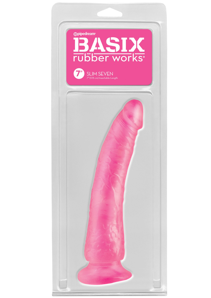 Pipedream Basix Slim 7' with Suction Cup PINK - 0