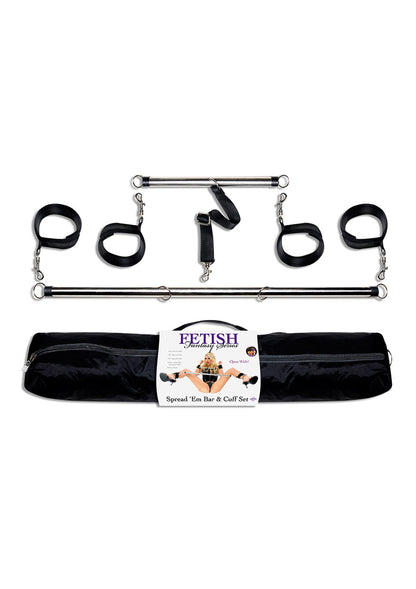 Pipedream Fetish Fantasy Spread em Bar and Cuff Set BLACK - 0