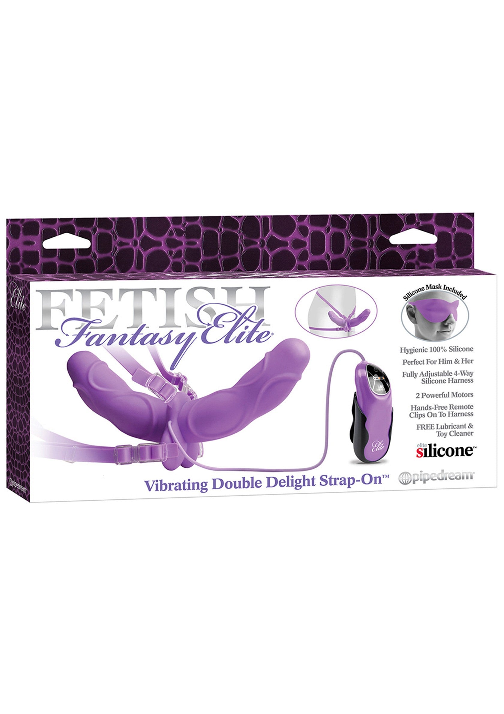 Pipedream Fetish Fantasy Vibrating Double Delight Strap-On PURPLE - 0