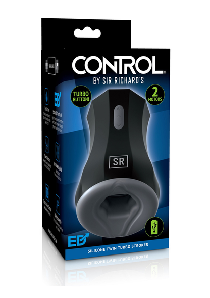 Pipedream CONTROL by Sir Richard's Silicone Twin Turbo Stroker BLACK - 4