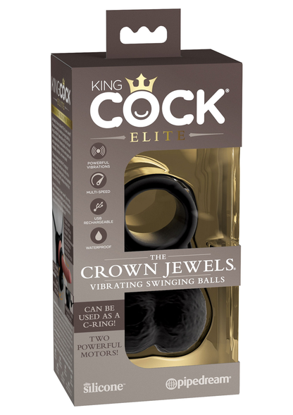 Pipedream King Cock Elite The Crown Jewels - Vibrating BLACK - 8