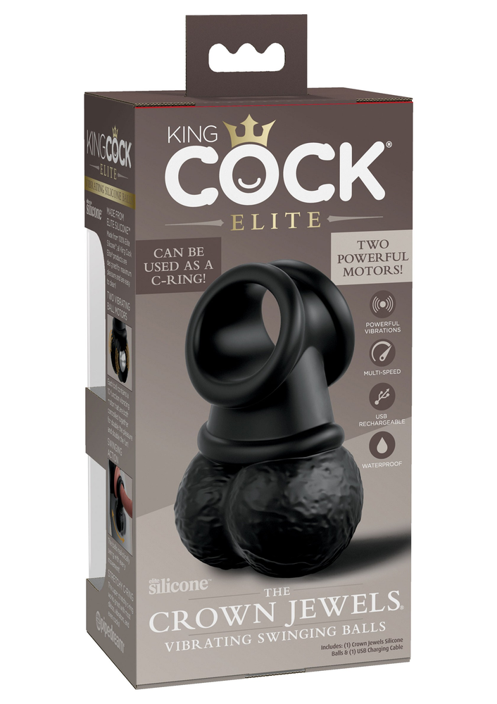 Pipedream King Cock Elite The Crown Jewels - Vibrating BLACK - 3