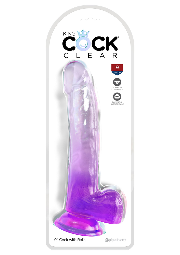 Pipedream King Cock Clear 9' Balls PURPLE - 1