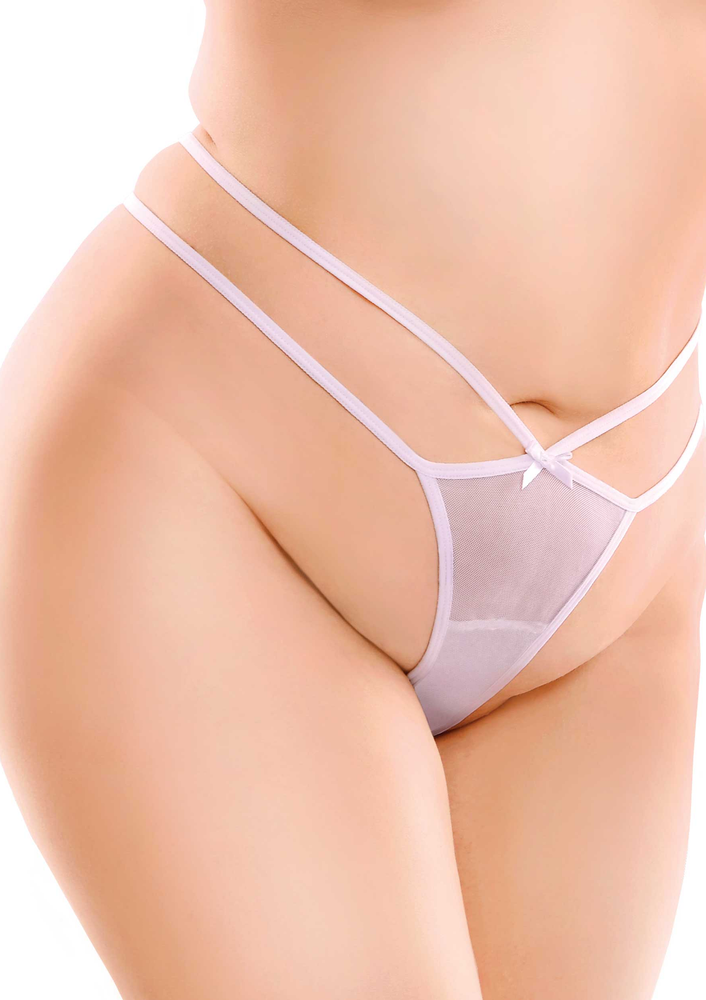 Pipedream HookUp Panties Remote Bow-Tie G-String +Size WHITE - 0