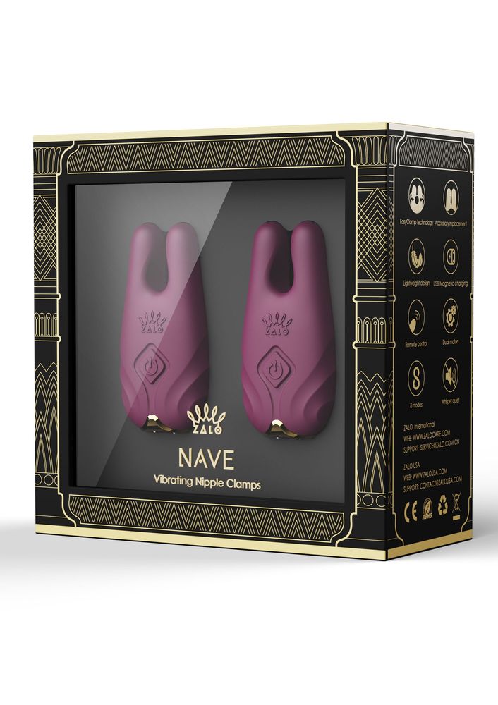 Zalo Nave Vibrating Nipple Clamps PURPLE - 1