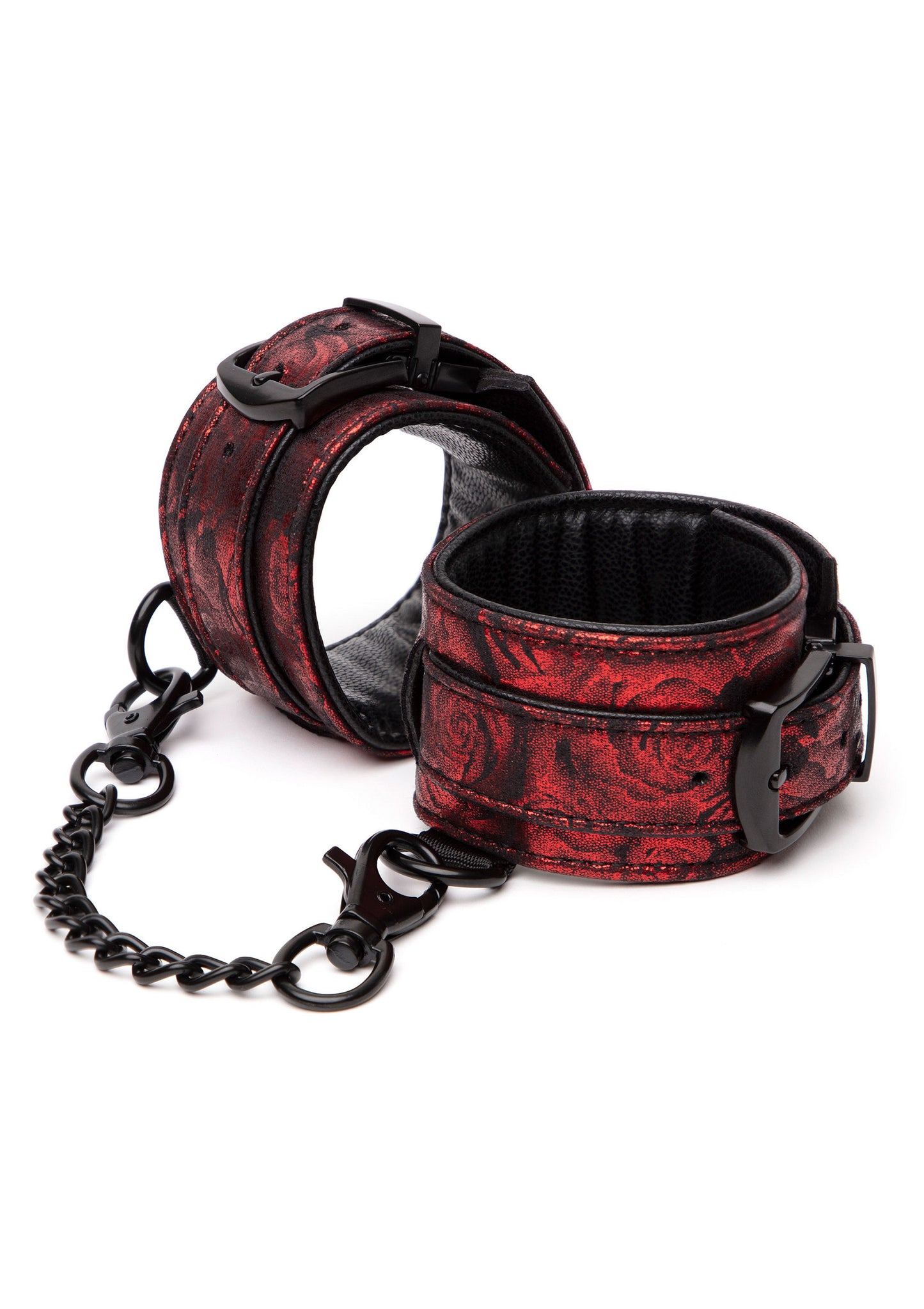 Reverse PU Leather Wrist Cuffs RED - 5