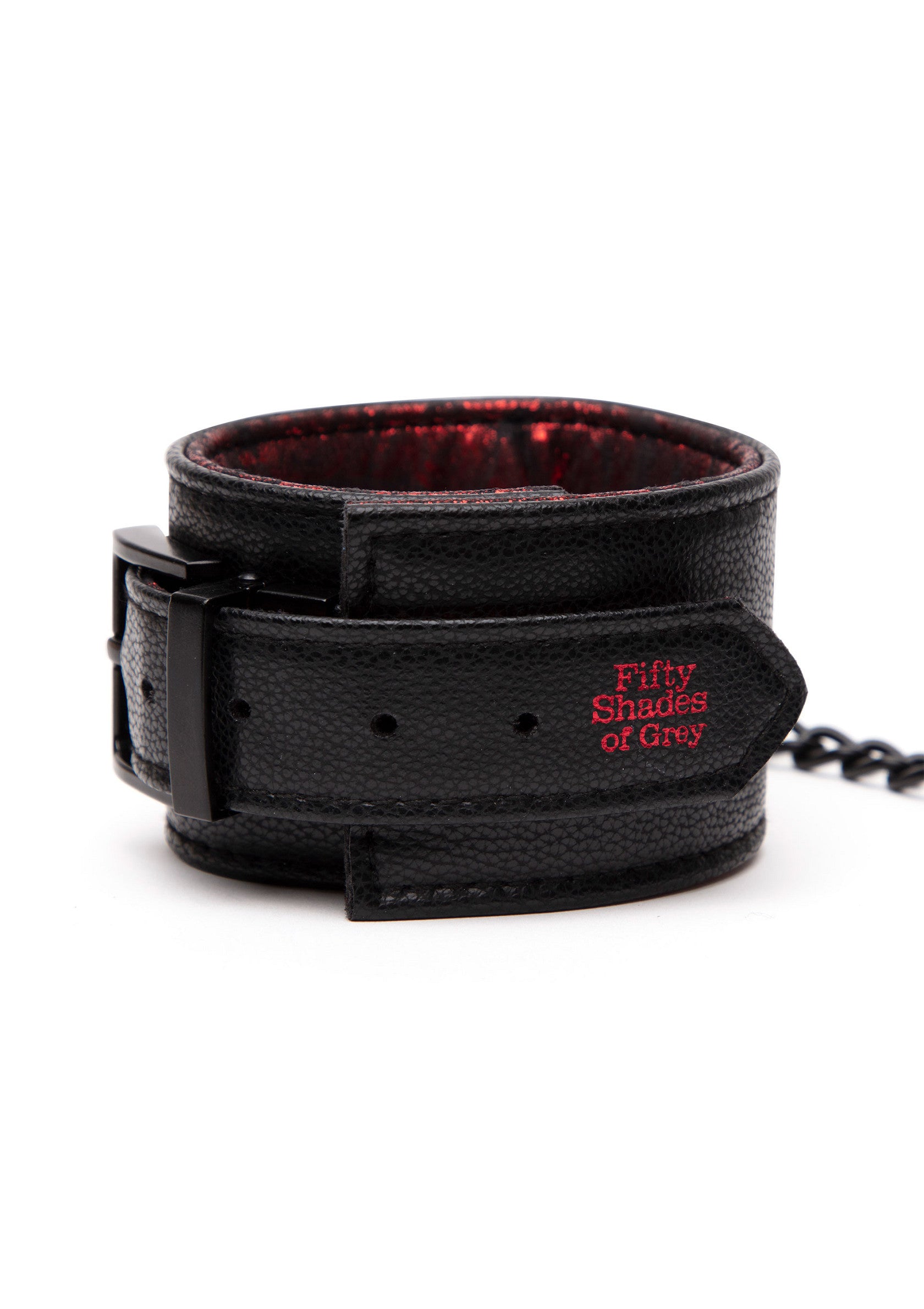 Reverse PU Leather Wrist Cuffs RED - 4