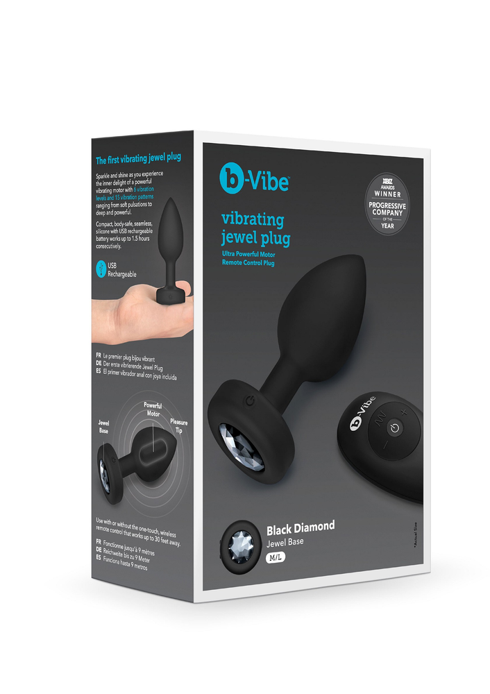 B-Vibe Vibrating Jewel Plug M/L BLACK - 10