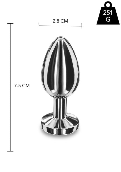 Playhouse Steel Pleasure Weighted Steel Butt Plug - M SILVER - 1