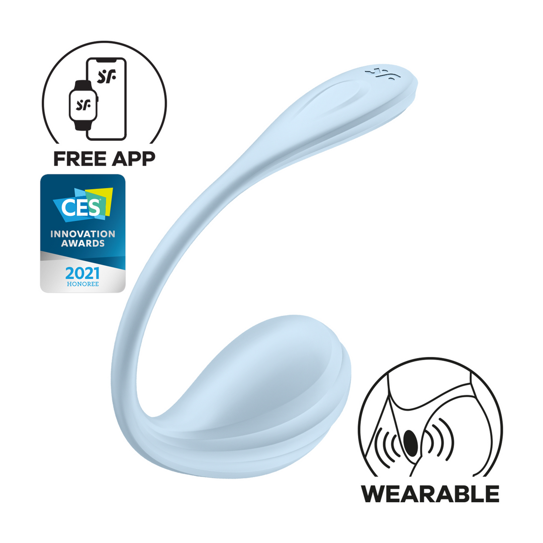 Smooth Petal Connect App - Wearable Couple Vibrator - Light Blue Blauw - 1