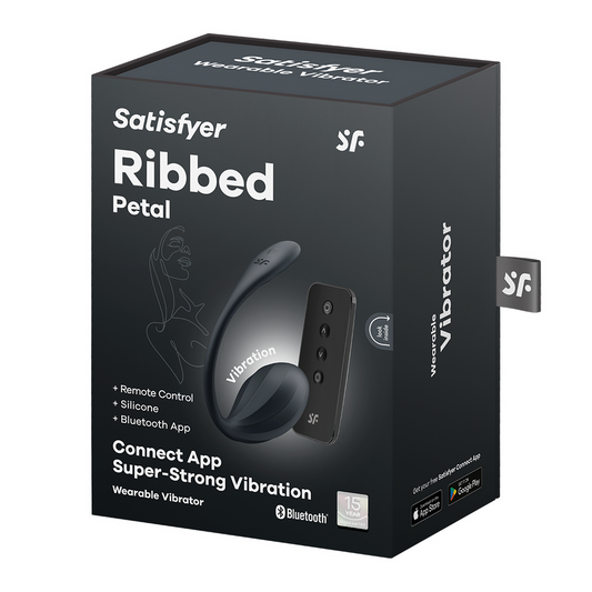 Ribbed Petal Connect App - Wearable Couple Vibrator - Black