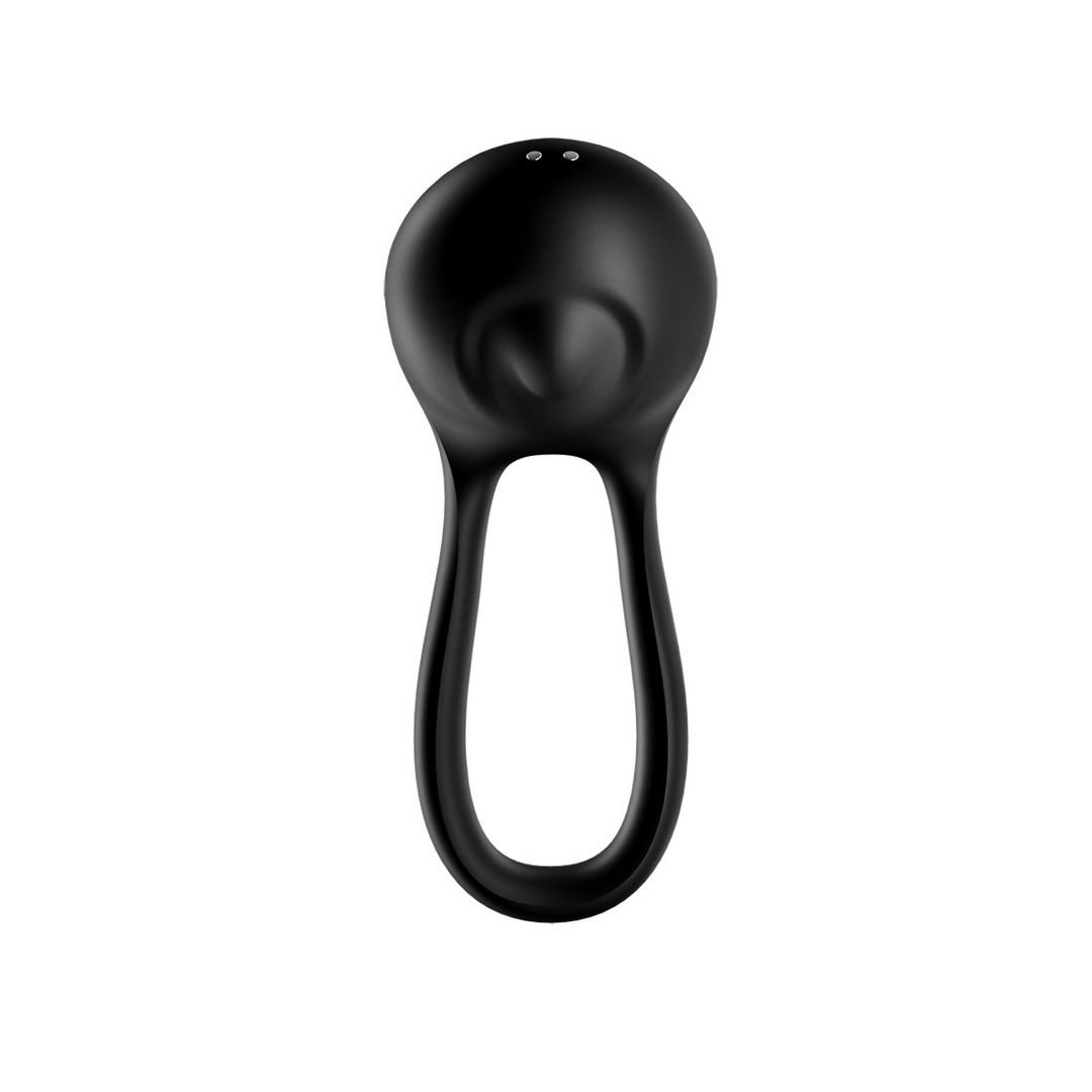 Majestic Duo - Double Strap Vibrating Cockring - Black Zwart - 0