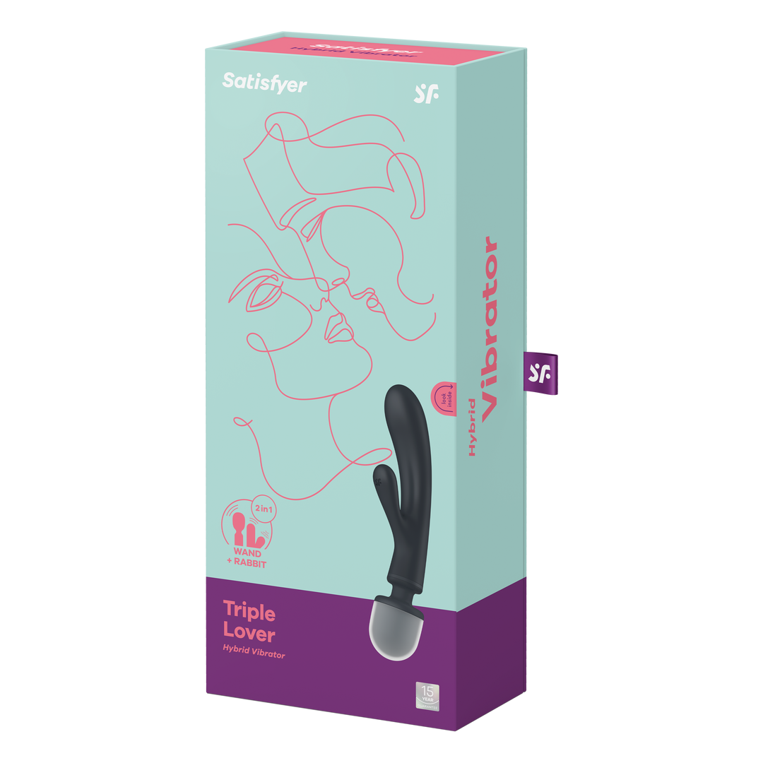 Triple Lover - Hybrid Wand Vibrator - Grey Grijs - 3