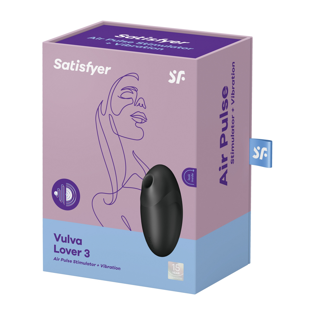 Vulva Lover 3 - Double Air Pulse Vibrator - Black Zwart - 1