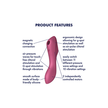 Curvy Trinity 3 - Insertable Air Pulse Vibrator - Red Rood - 2