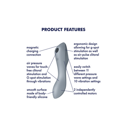 Curvy Trinity 3 - Insertable Air Pulse Vibrator - Bluegrey Grijs - 0