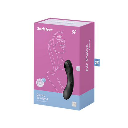 Curvy Trinity 4 - Insertable Air Pulse Vibrator - Black Zwart - 2