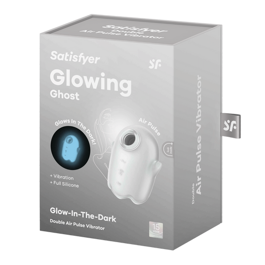 Glowing Ghost - Glow in the Dark - Double Air Pulse Vibrator - White