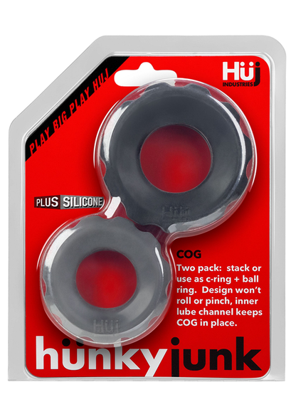 Hunkyjunk Cog 2-Size Cockrings GREY - 2