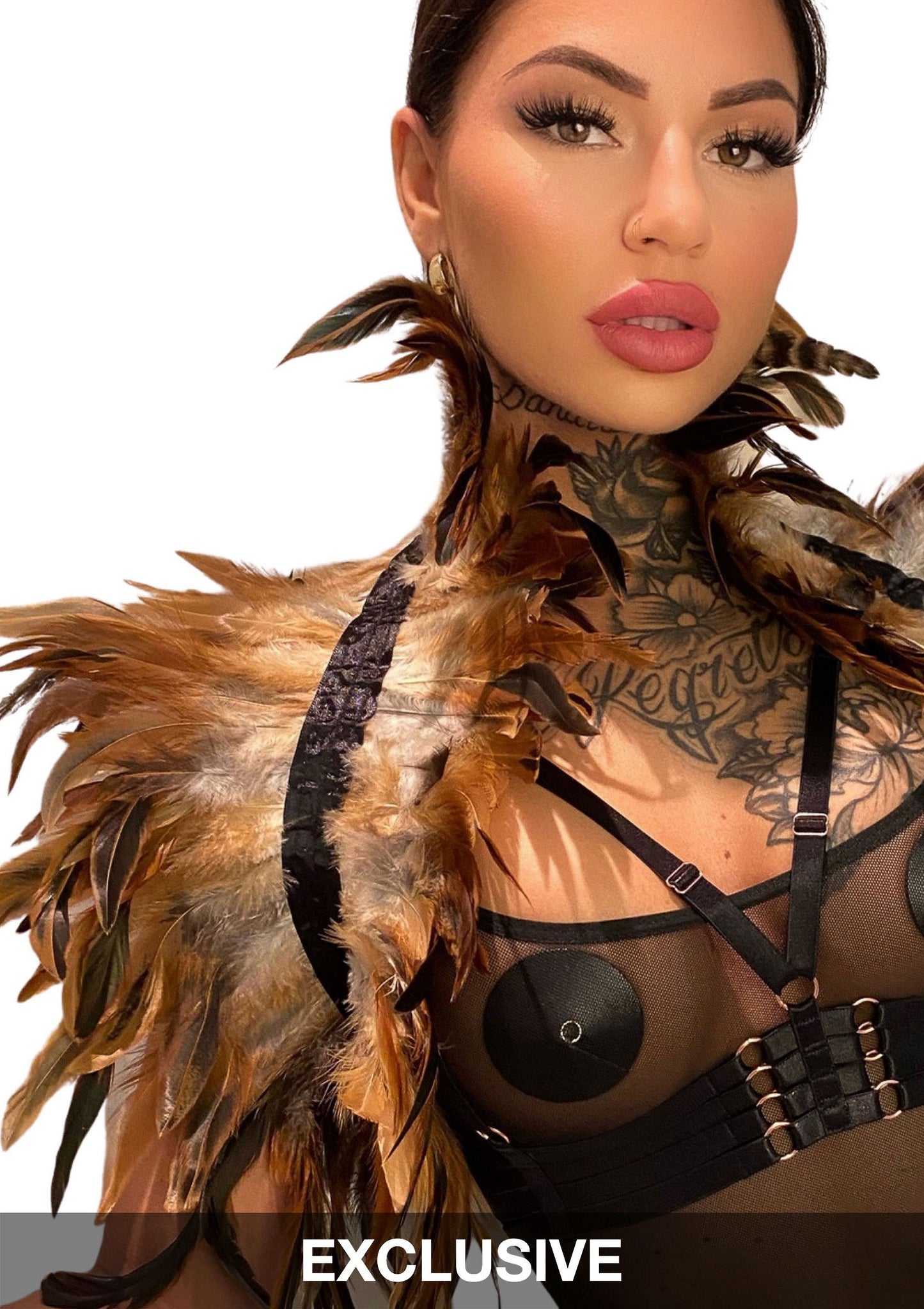 Kinky Diva Feather Shoulder Wrap BLACK O/S - 1182