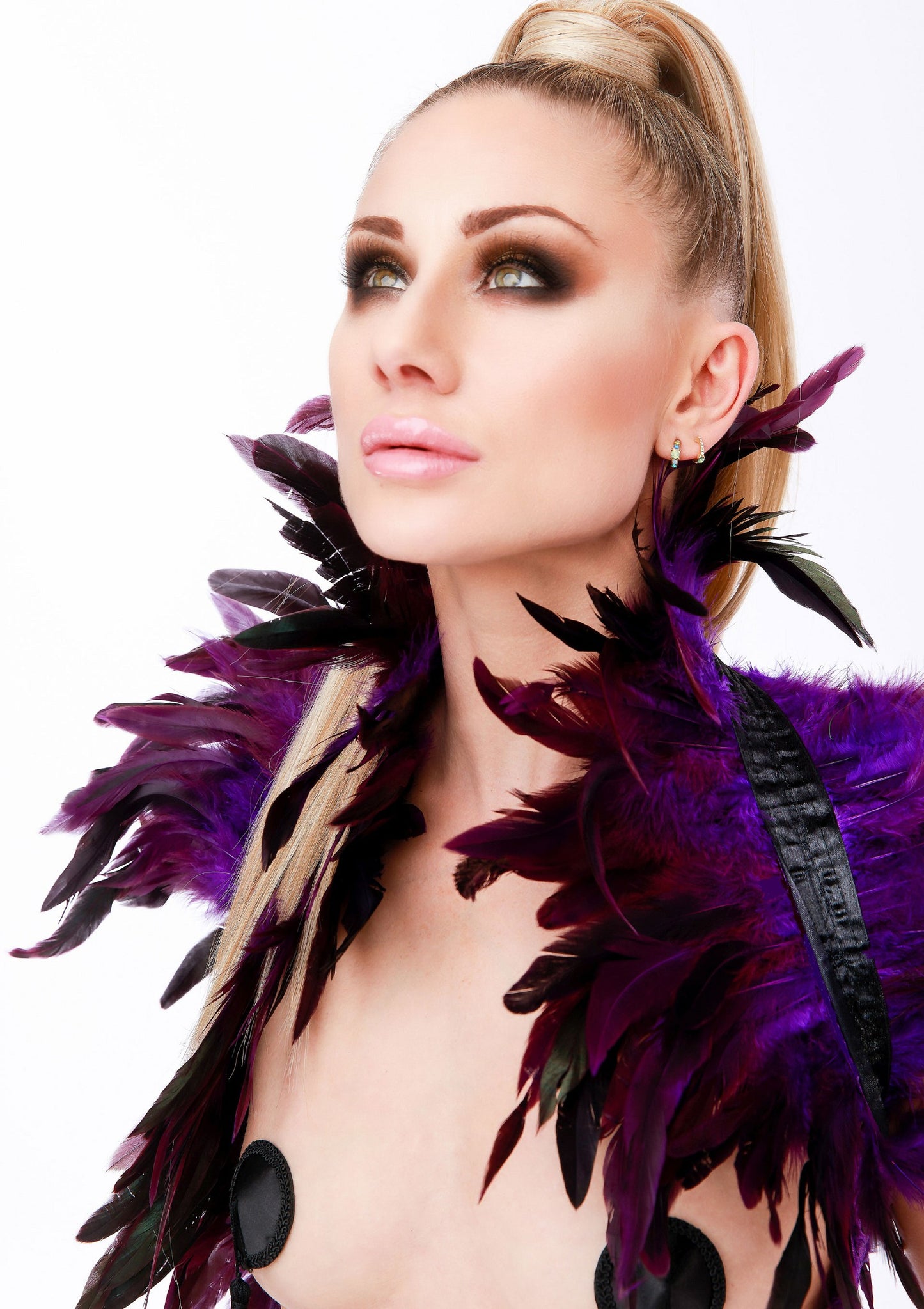 Kinky Diva Feather Shoulder Wrap PURPLE O/S - 2