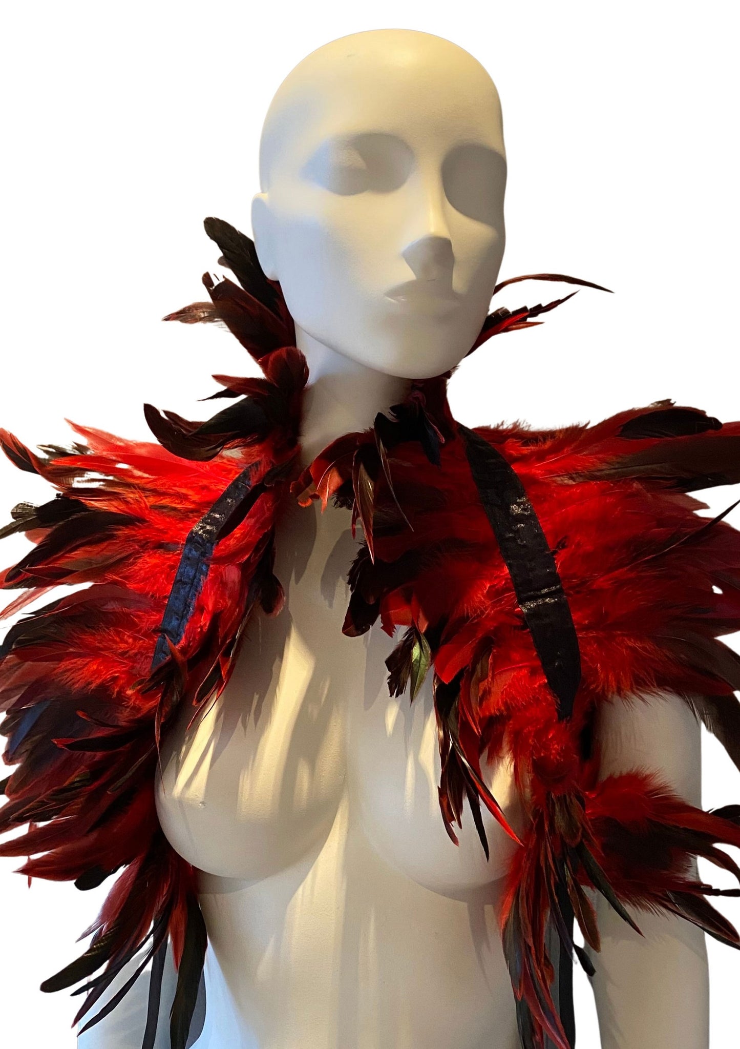 Kinky Diva Feather Shoulder Wrap RED O/S - 2