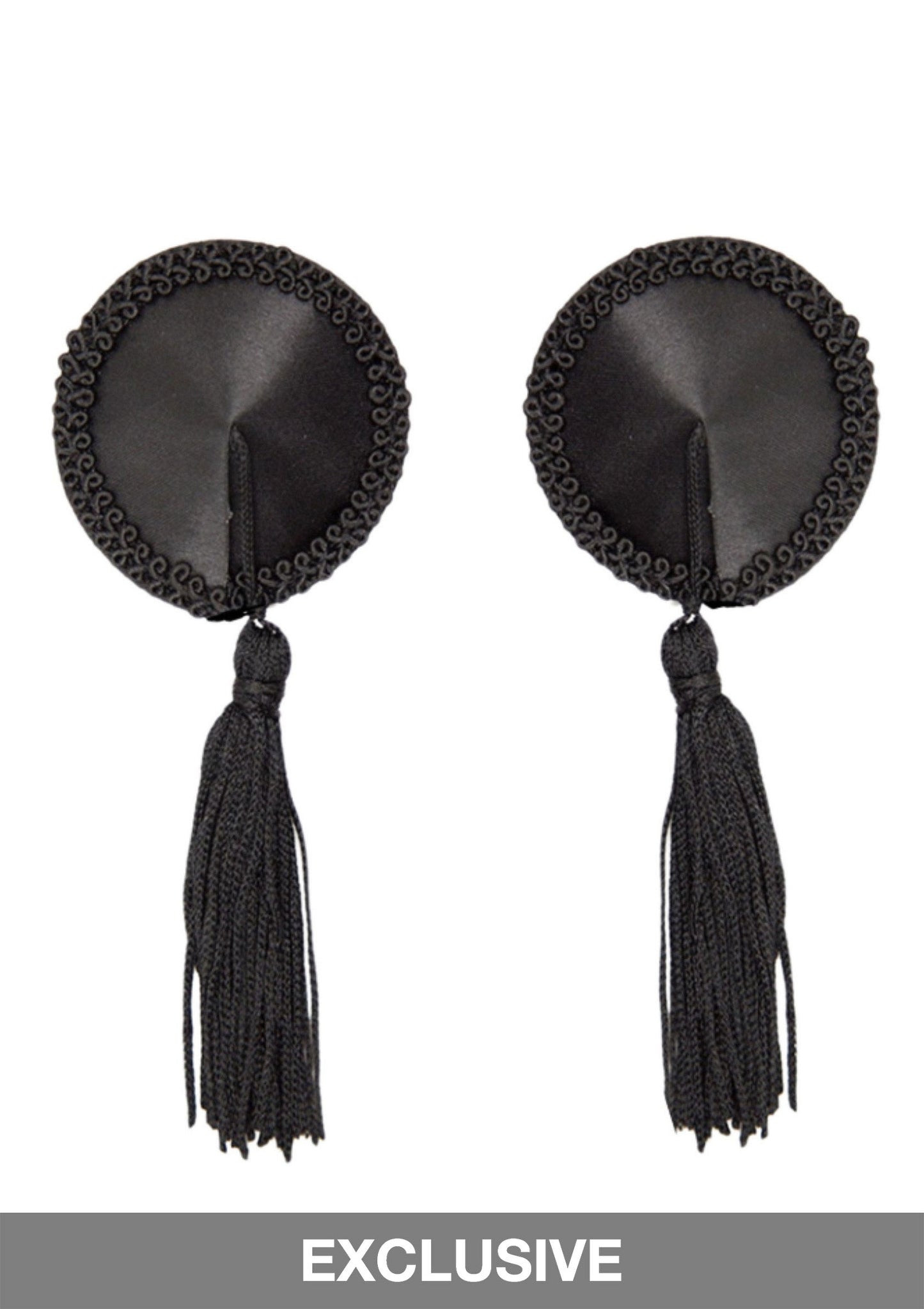 Kinky Diva Satin Nipple Covers with Tassel BLACK O/S - 1229