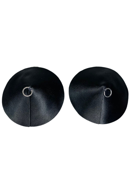 Kinky Diva PU Leather Nipple Covers Ring - Zilver