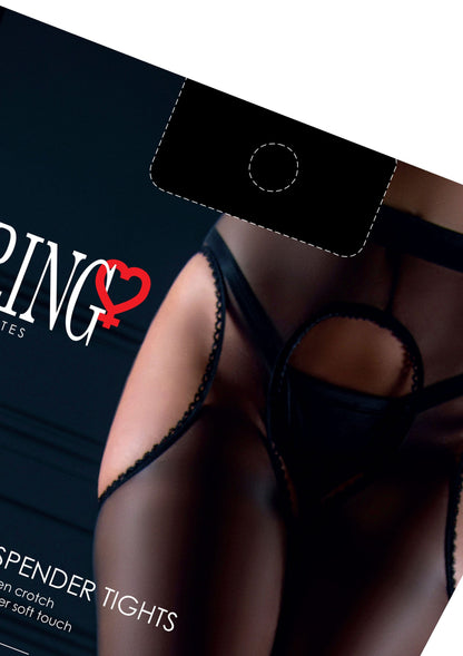 Daring Intimates Satin Touch Suspender Tights BLACK O/S - 4