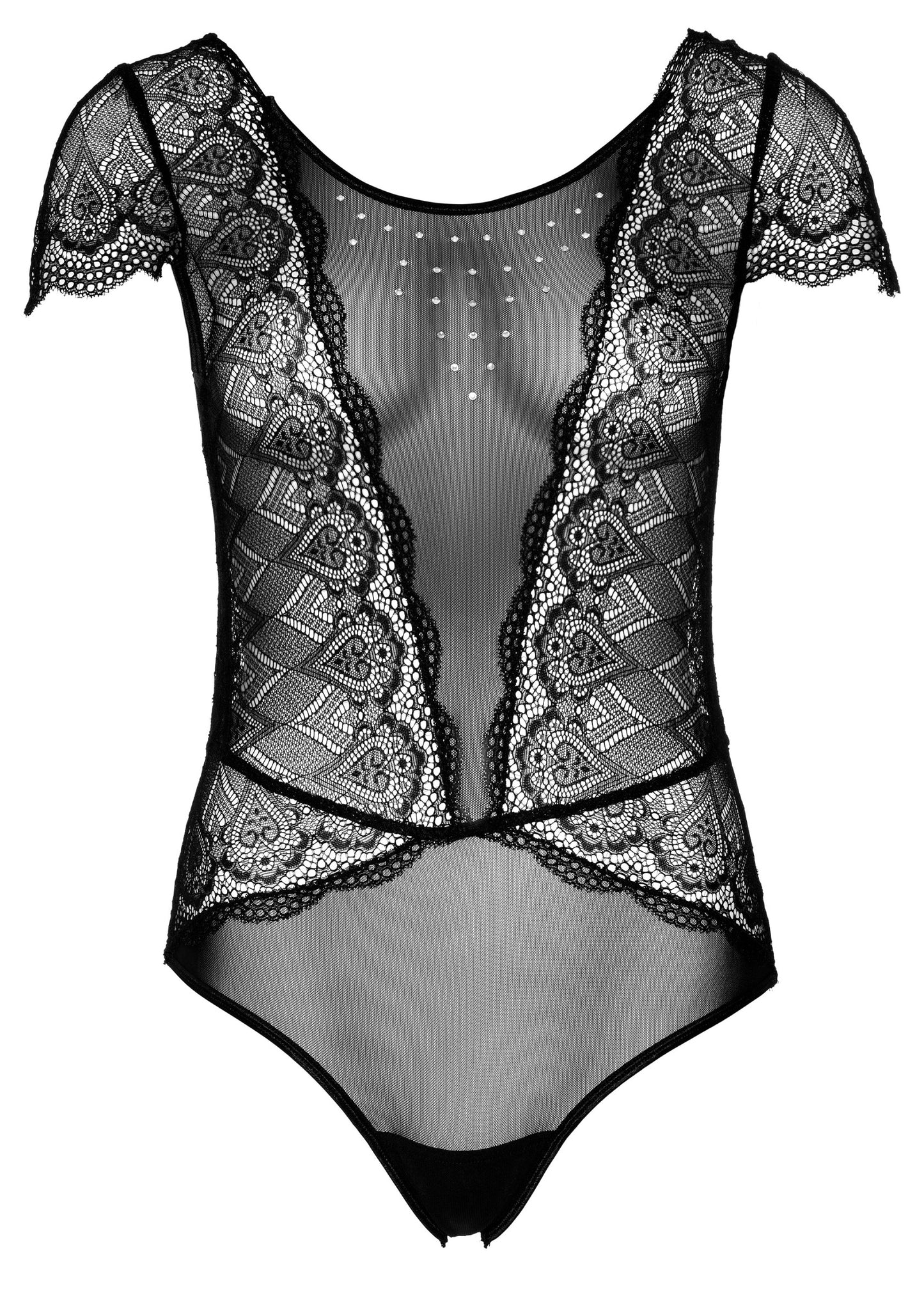 Daring Intimates Floral Lace and Mesh Teddy BLACK S/M - 1