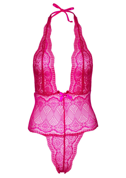 Daring Intimates Heart Lace Teddy PINK S/M - 2
