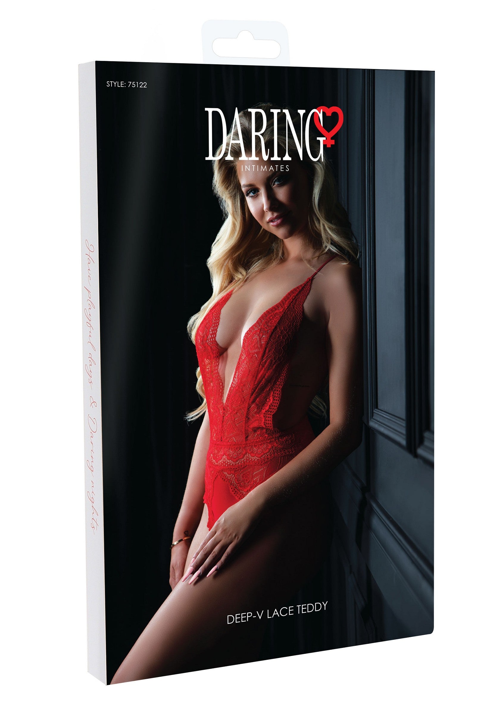 Daring Intimates Deep-V Lace Teddy RED S/M - 5