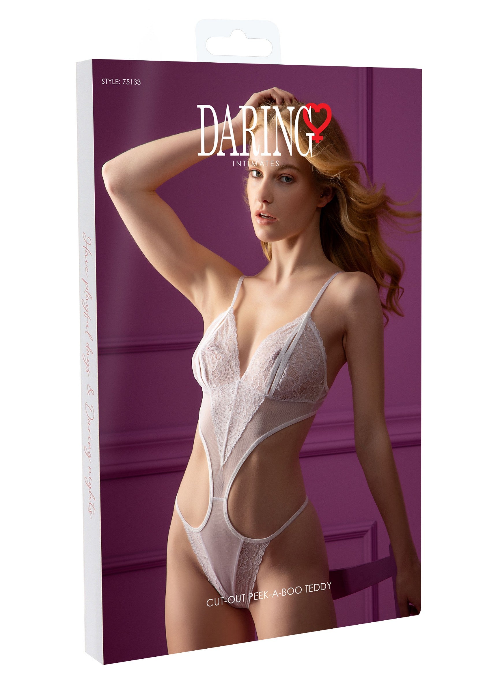 Daring Intimates Cut-out Peek-a-Boo Teddy WHITE S/M - 14