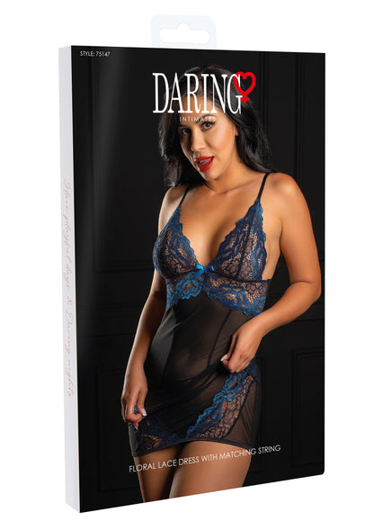 Daring Intimates Floral lace dress with string BLUE S/M - 1270