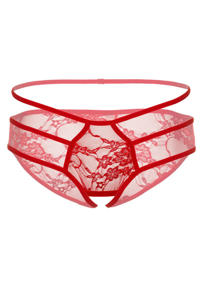 Daring Intimates Jade crotchless bikini panty RED S/M - 9