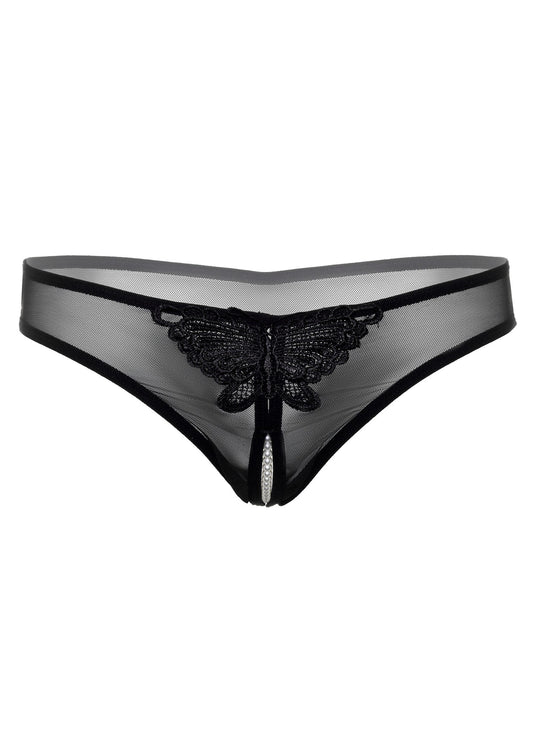 Daring Intimates Indra crotchless beaded thong - Zwart