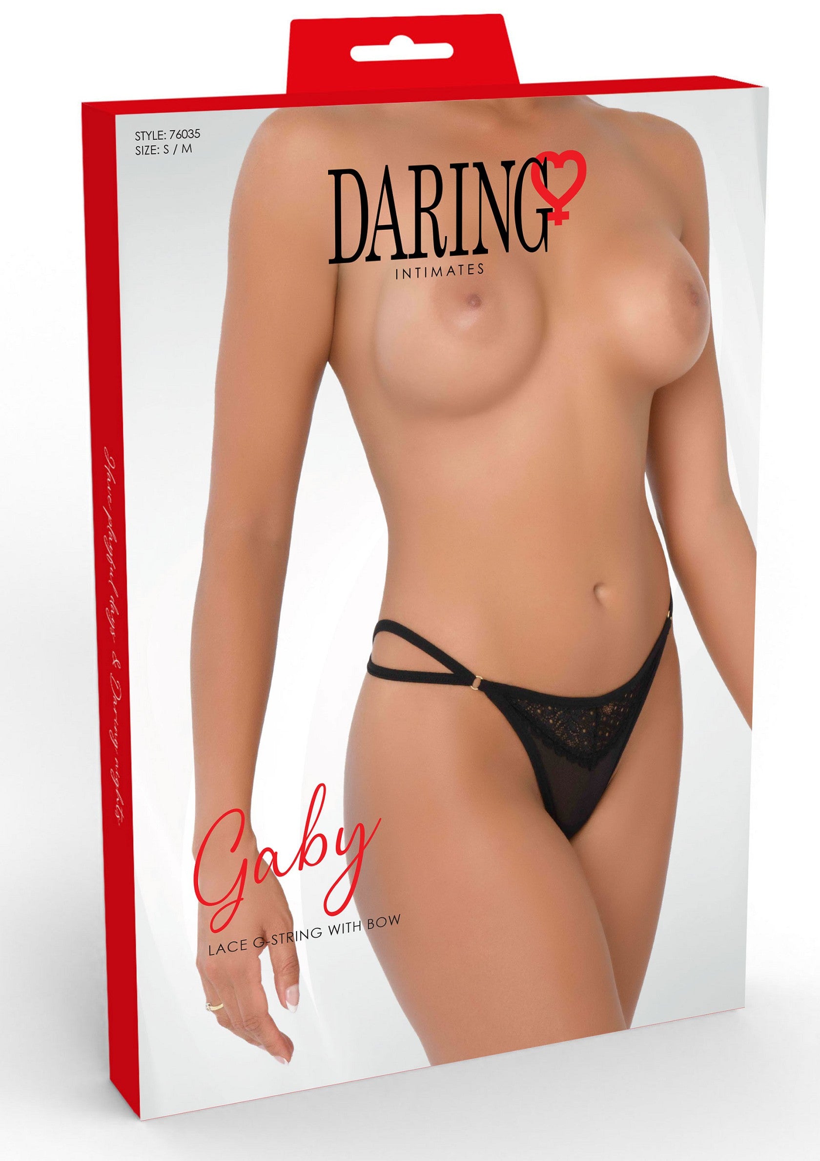 Daring Intimates Gaby Lace G-String With Bow BLACK S/M - 0