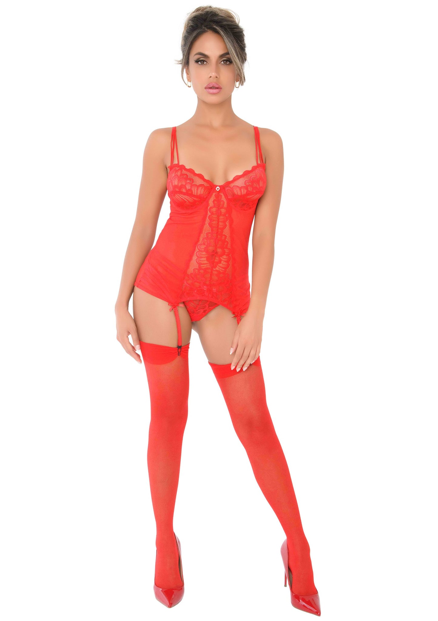 Daring Intimates Mix & Match Lace Cami Corset with string RED S - 0